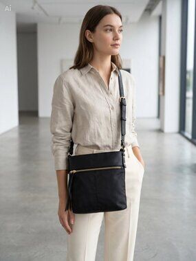 Sondra‎ Roberts Black Crossbody Tassled Rectangular Shoulder Bag